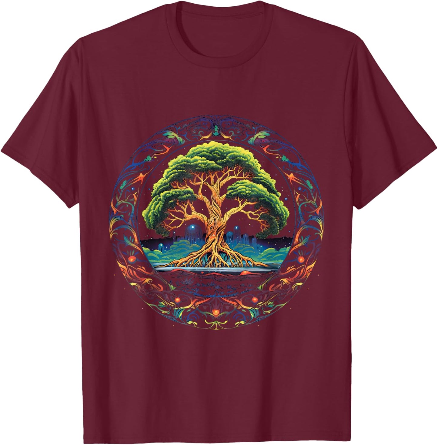 Tree of Life Viking Midgard Thor Walhalla T-Shirt - T-Shirt | Maroon