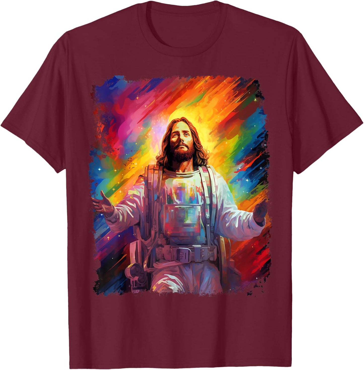 Jesus Christ Christian Space T-Shirt - T-Shirt | Maroon