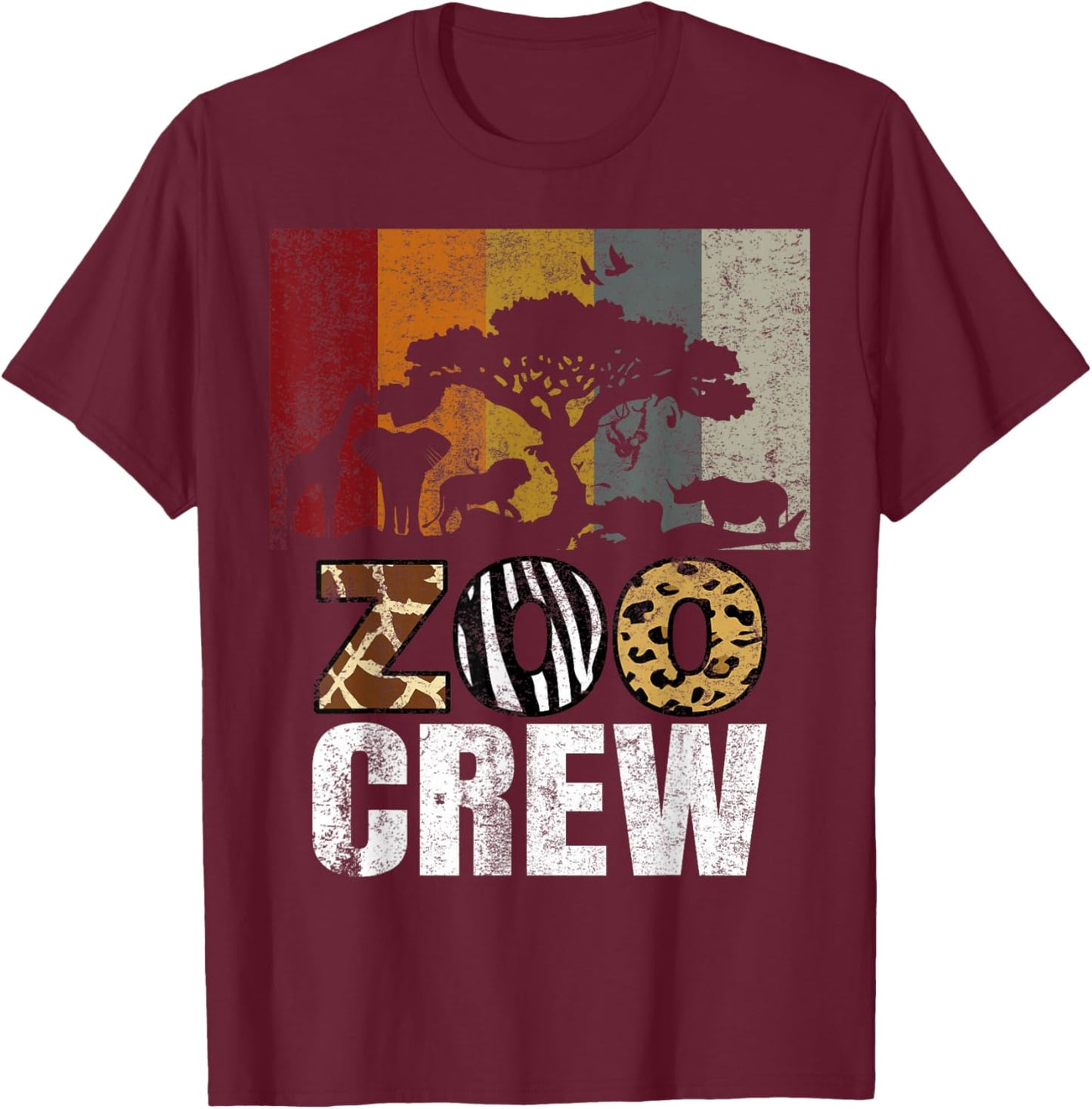 Retro Zoo Crew Safari Wildlife Family Zoo Day Trip Matching T-Shirt - T-Shirt | Maroon