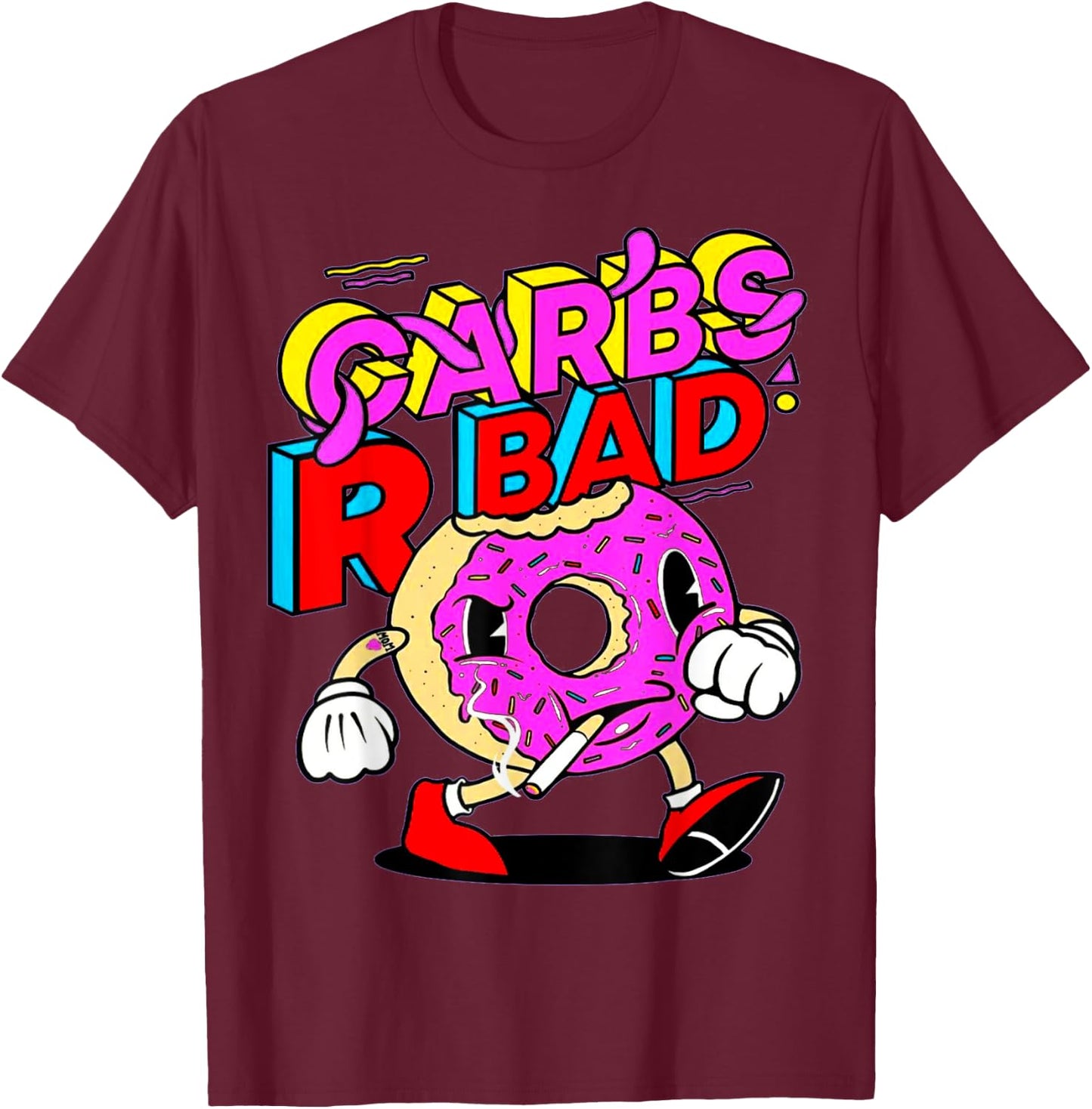 Funny Carbs R Bad Weightlifting Workout Bodybuilding Gym T-Shirt - T-Shirt | Maroon