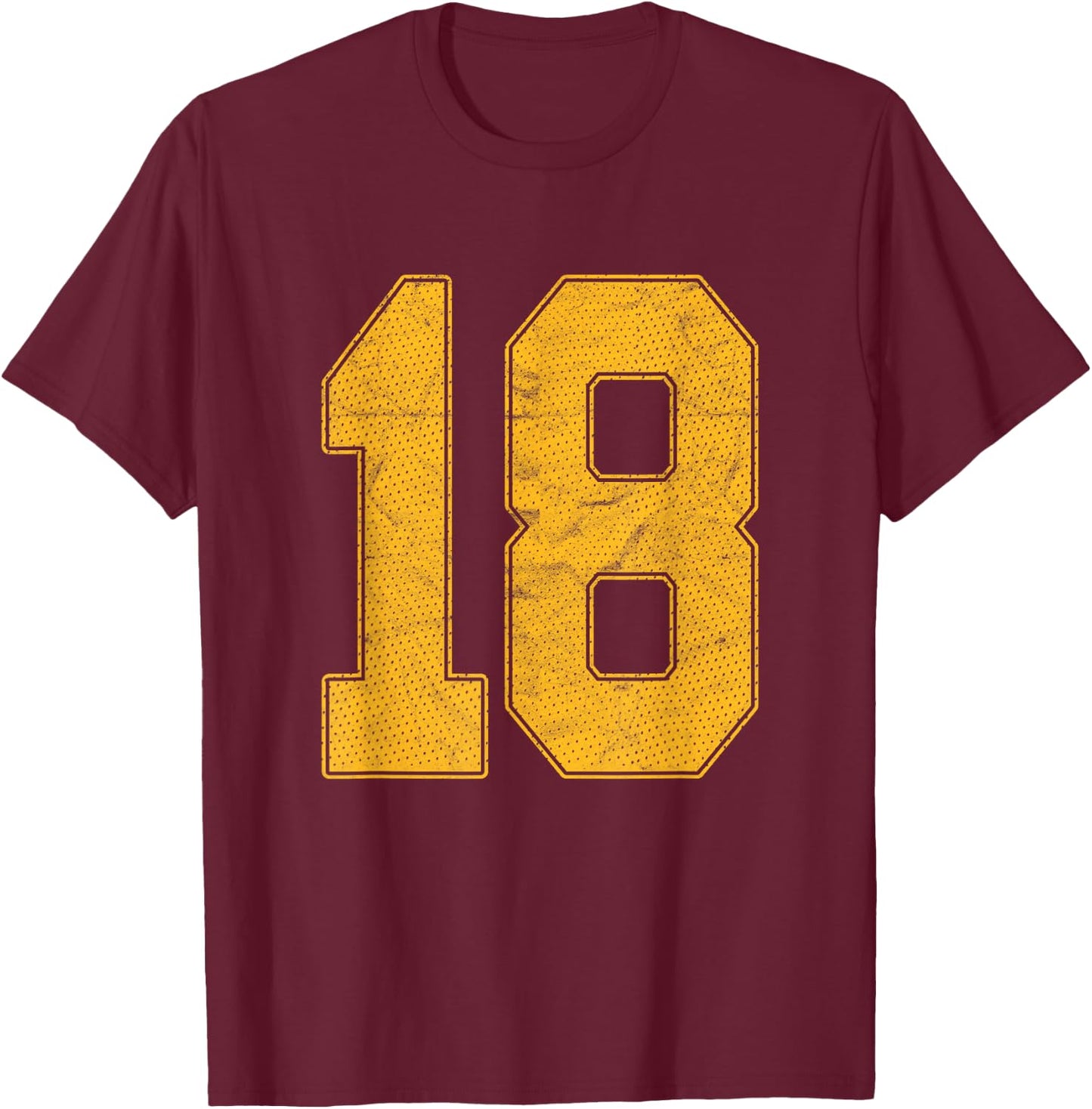 Number 18 Numbered Uniform Sports Team Jersey 18th Birthday T-Shirt - T-Shirt | Maroon