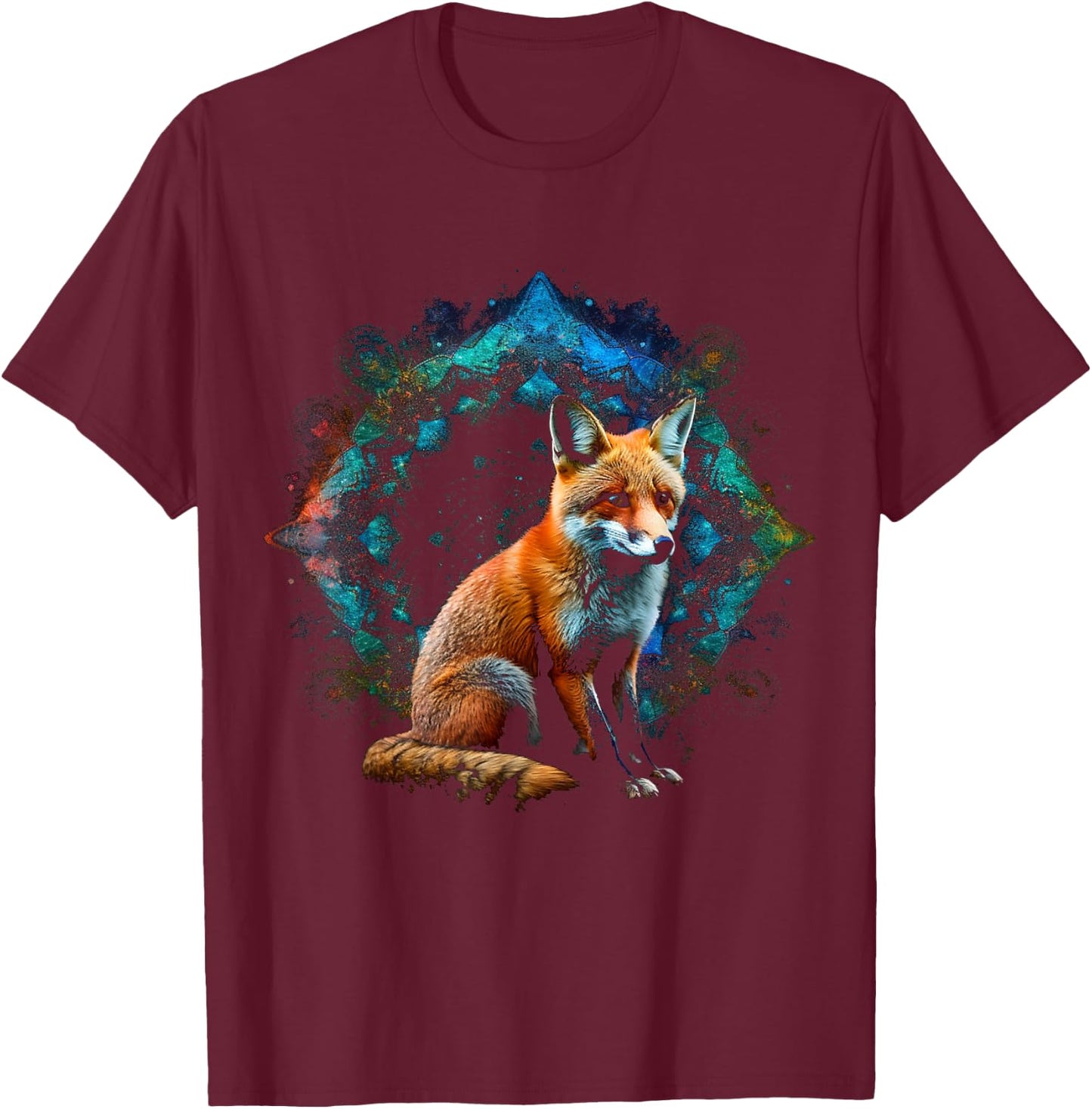 Fox - Art Animal Fox T-Shirt - T-Shirt | Maroon