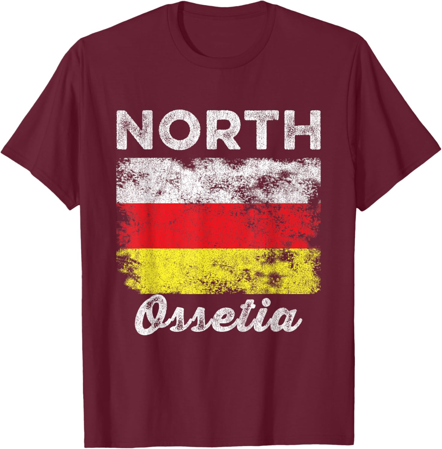 North Ossetia Flag Vintage - Men Women - North Ossetian Flag T-Shirt - T-Shirt | Maroon