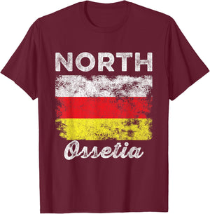North Ossetia Flag Vintage - Men Women - North Ossetian Flag T-Shirt - T-Shirt | Maroon