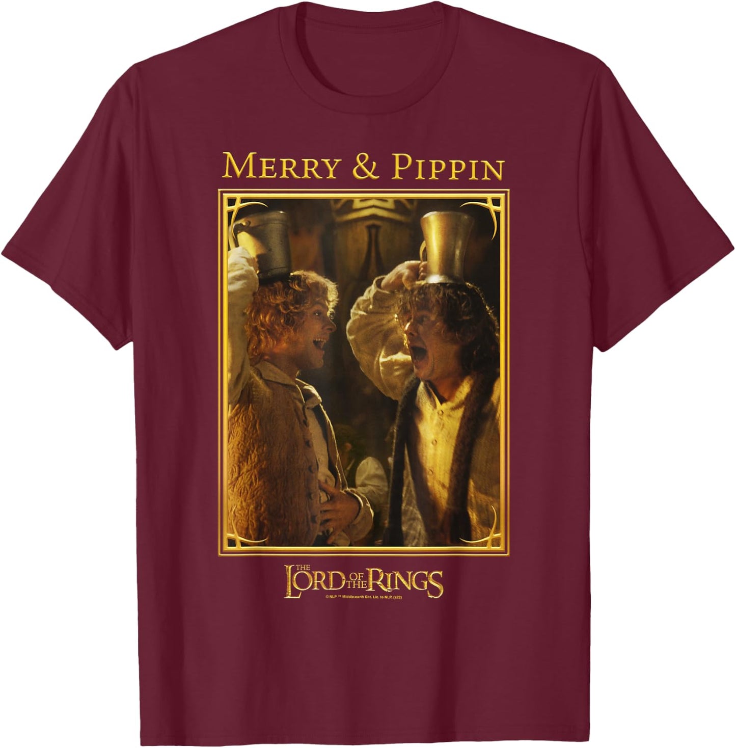 The Lord of The Rings Merry & Pippin Funny Memory Poster T-Shirt - T-Shirt | Maroon
