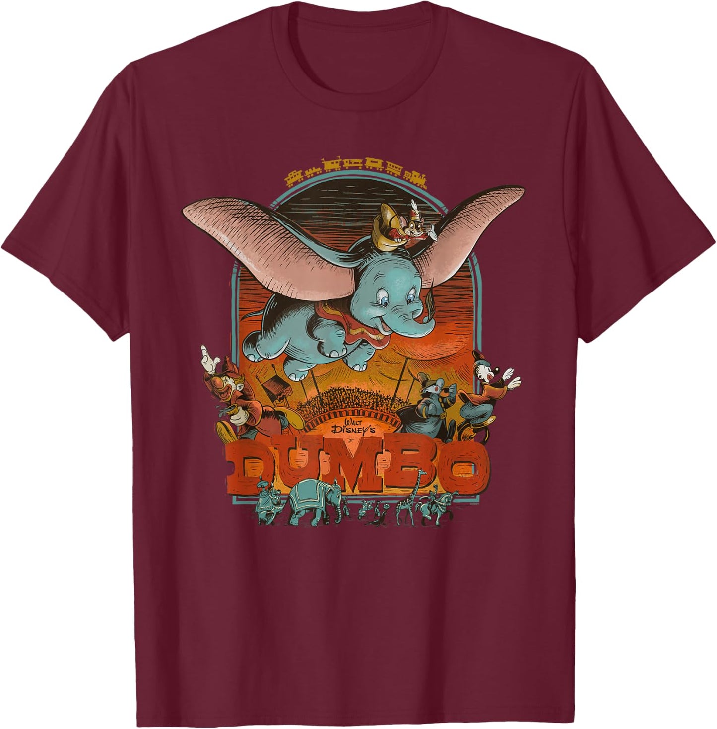 Disney 100 Anniversary Dumbo Artists Series D100 T-Shirt - T-Shirt | Maroon