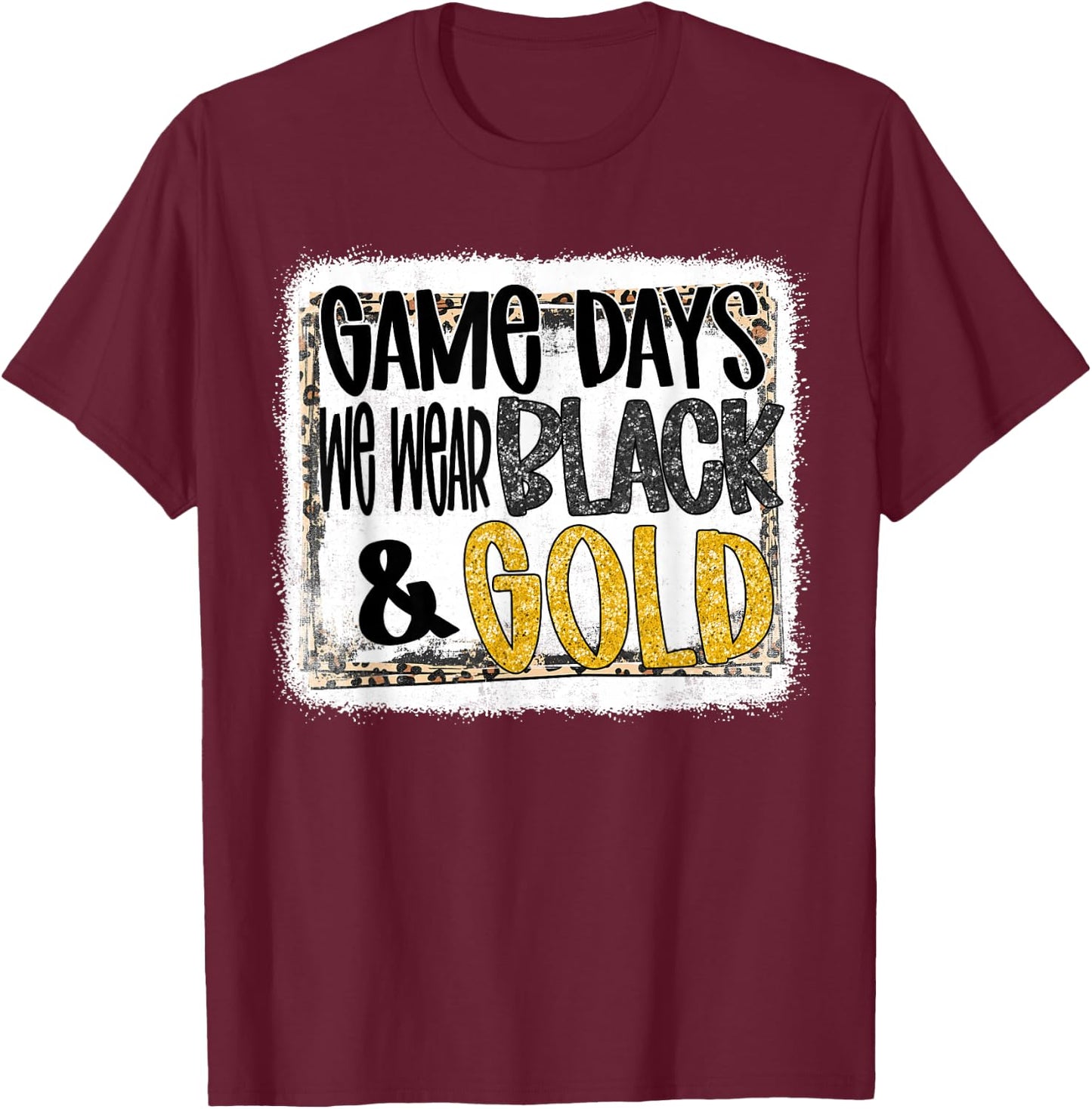 On Gameday Football We Wear Black and Gold School Spirit T-Shirt - T-Shirt | Maroon
