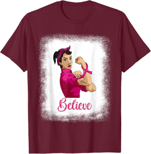 Latina Women Breast Cancer Shirt, Believe Rosie The Riveter T-Shirt - T-Shirt | Maroon