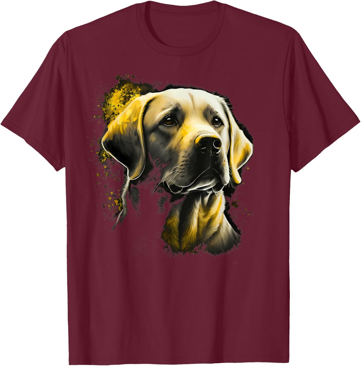 Cute white Labrador Dog on yellow Labrador Retriever Lover Women Kids T-Shirt - T-Shirt | Maroon