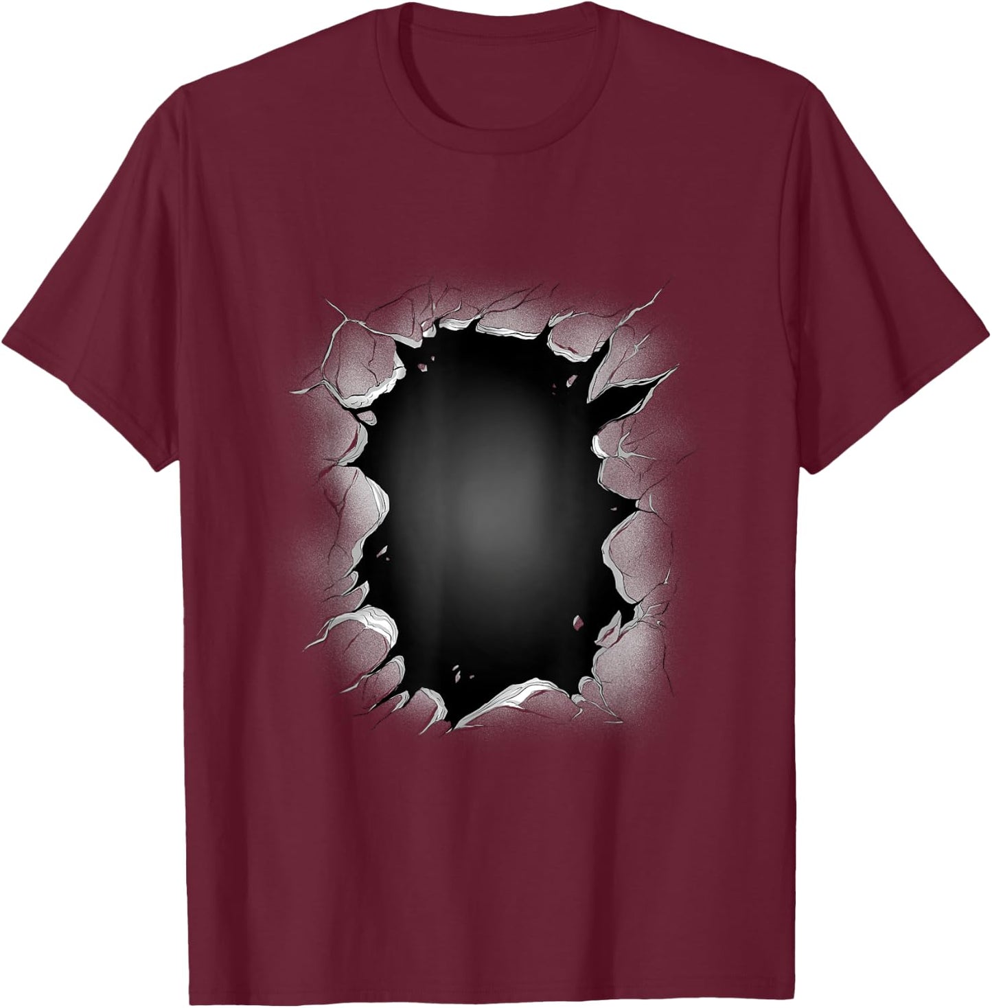 Hole in wall optical illusion T-Shirt - T-Shirt | Maroon