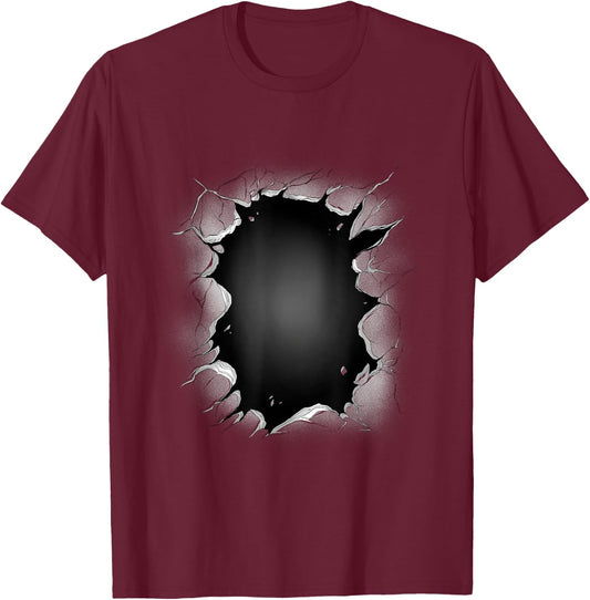 Hole in wall optical illusion T-Shirt - T-Shirt | Maroon