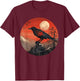 Red Moon Raven Graphic Black Crow Design T-Shirt - T-Shirt | Maroon