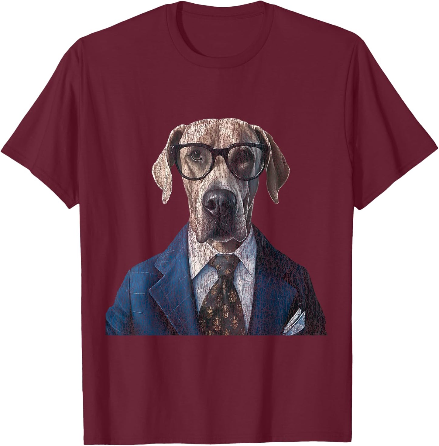 A Dog Wearing Glasses and a Suit Graphic For Pet Owner Women Kids T-Shirt - T-Shirt | Maroon