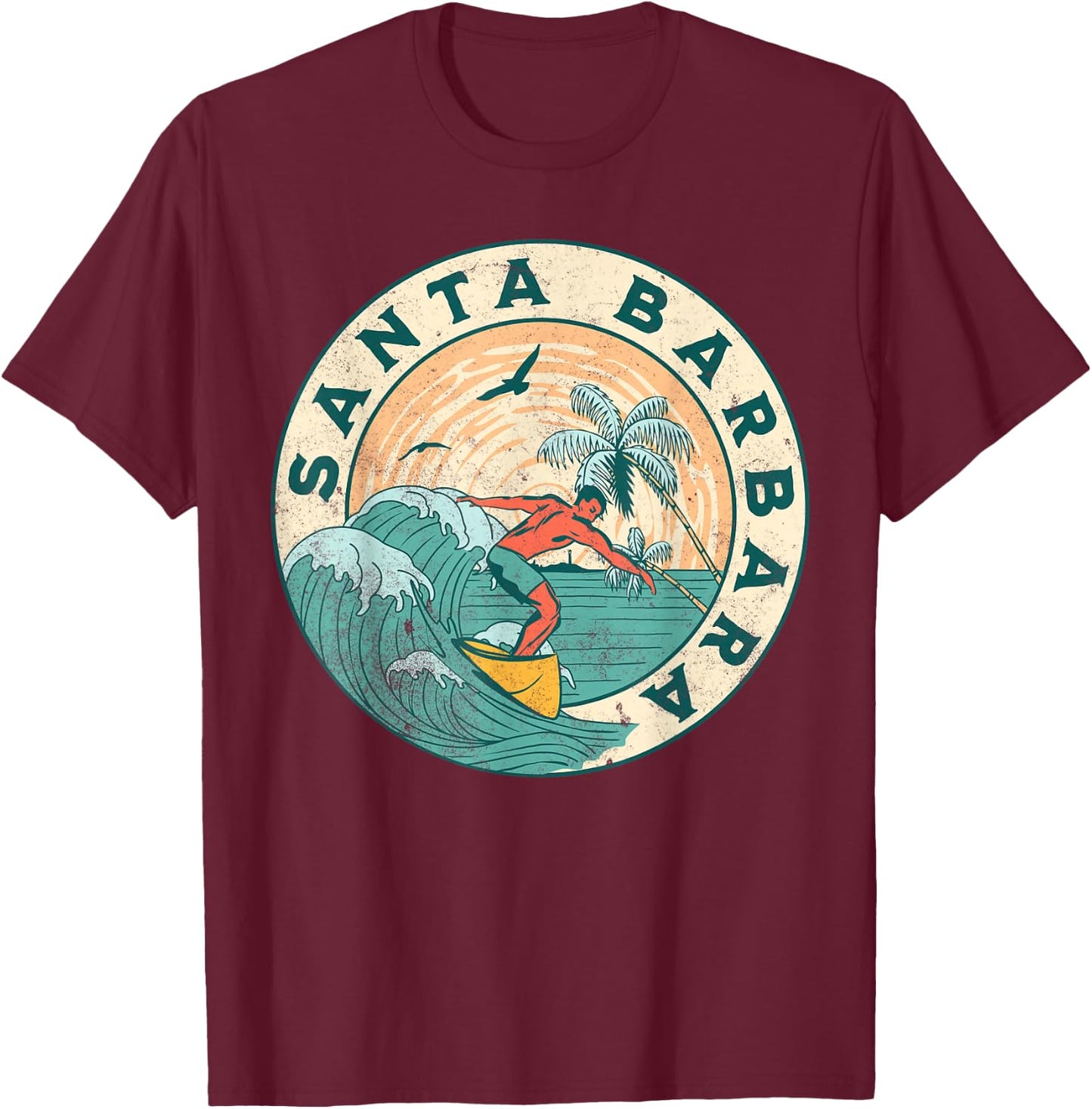 Santa Barbara California T-Shirt - T-Shirt | Maroon