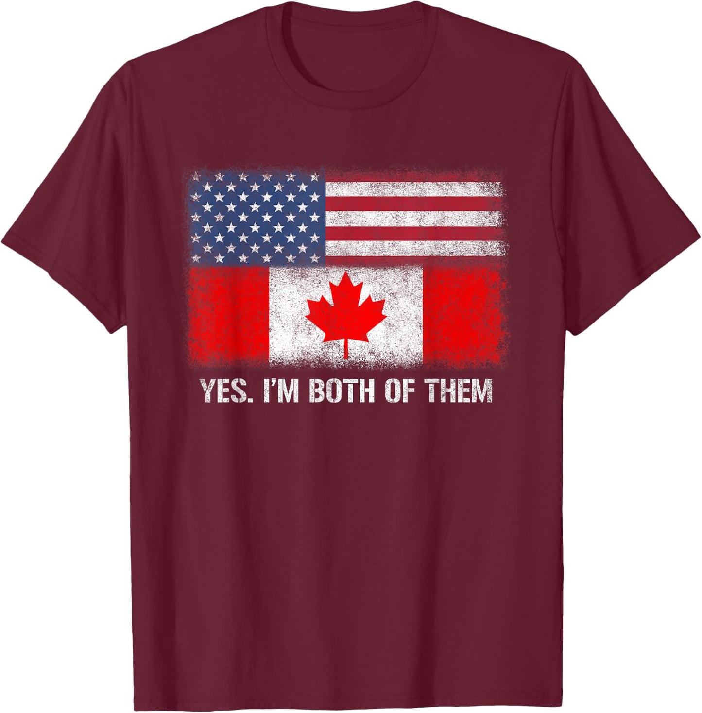 Usa Canada Canadian American Flag Dual Citizen Citizenship T-Shirt - T-Shirt | Maroon