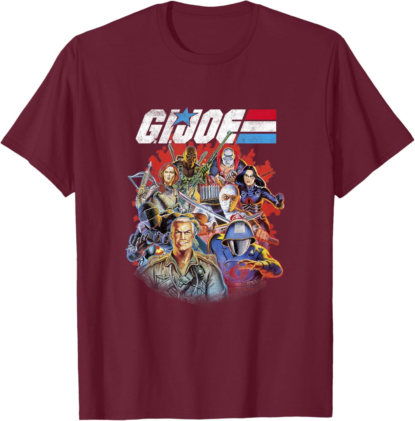 G.I. Joe Classic Vintage Group Power Pose T-Shirt - T-Shirt | Maroon