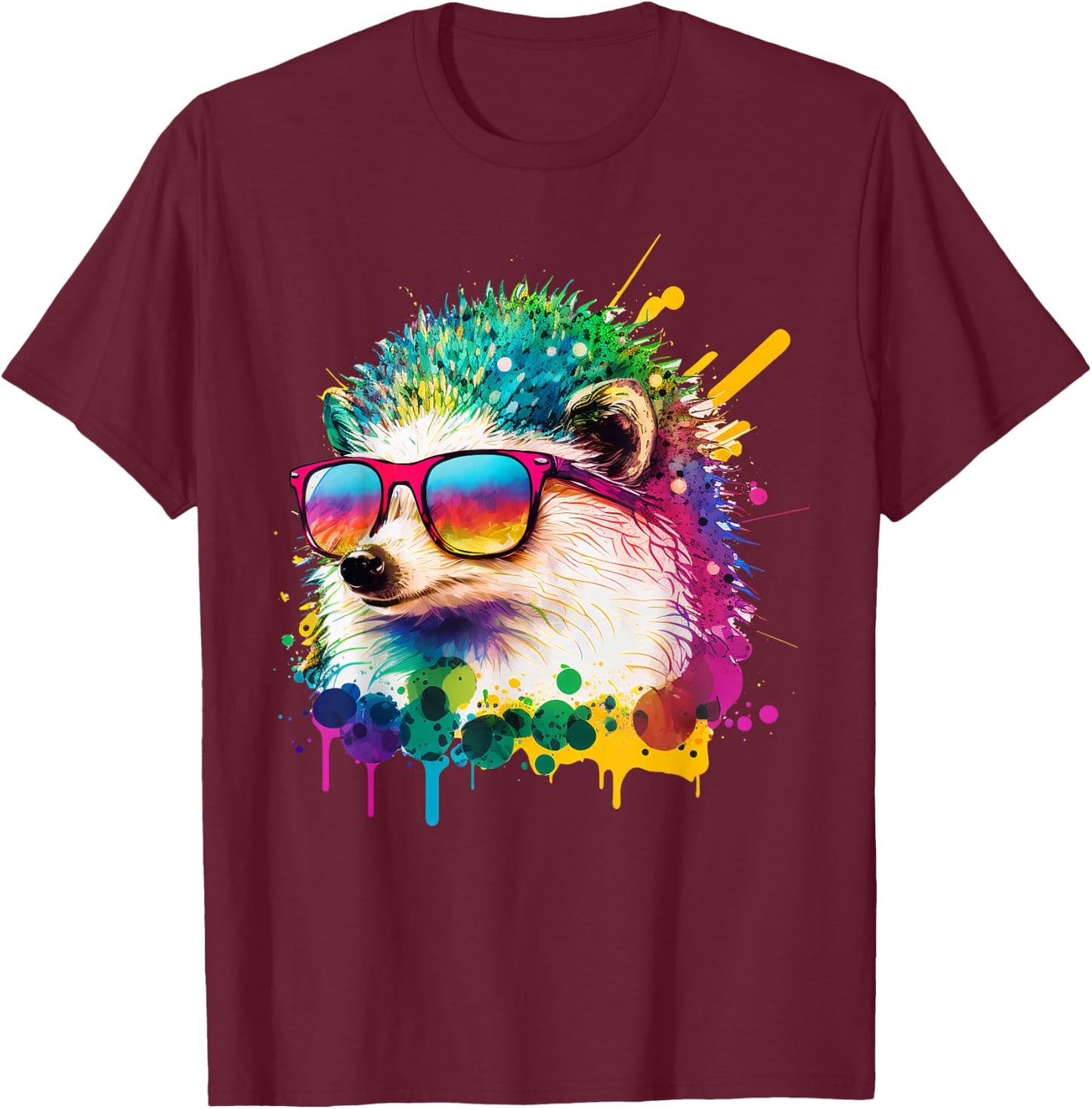 Cute Hedgehog Lover Animal on Hedgehog T-Shirt - T-Shirt | Maroon