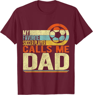 My Favorite Soccer Player Calls Me Dad Soccer Retro T-Shirt - T-Shirt | Maroon