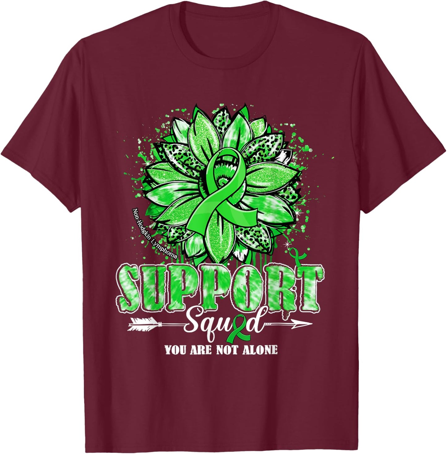 Sunflower Support Squad Non-Hodgkin Lymphoma Awareness Gifts T-Shirt - T-Shirt | Maroon