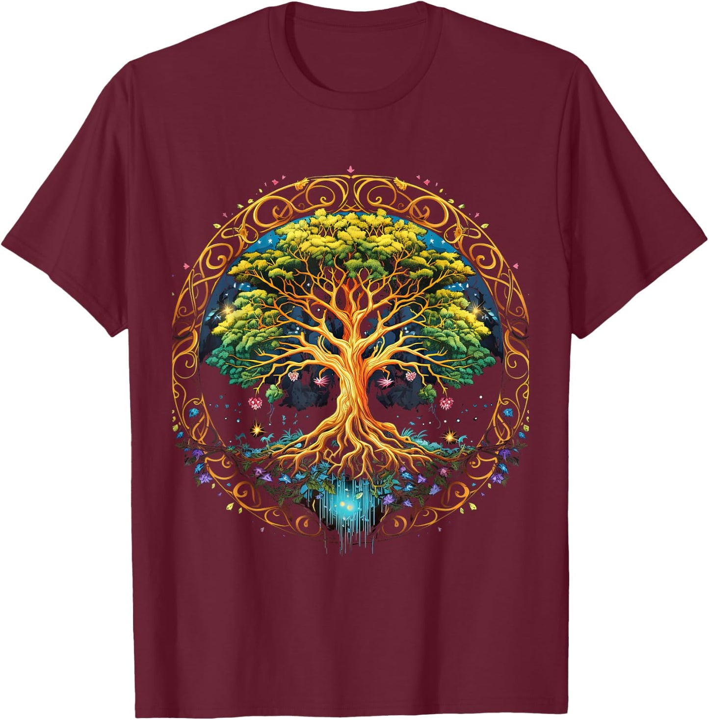 Tree of Life Viking Midgard Thor Walhalla T-Shirt - T-Shirt | Maroon