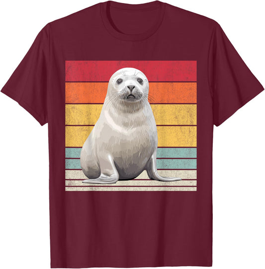 Harp Seal, Vintage Harp Seal T-Shirt - T-Shirt | Maroon