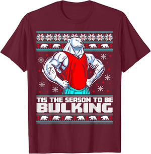 Polar Bear Funny Christmas Workout Shirt Lifting Gym Sweater T-Shirt - T-Shirt | Maroon