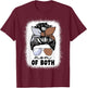 Mom Of Both Volleyball And Football Mom Messy Bun T-Shirt - T-Shirt | Maroon