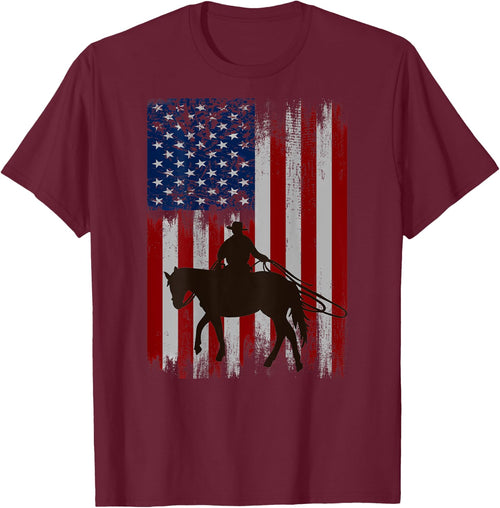 (Print on Back) vintage usa american flag cowboy Rodeo