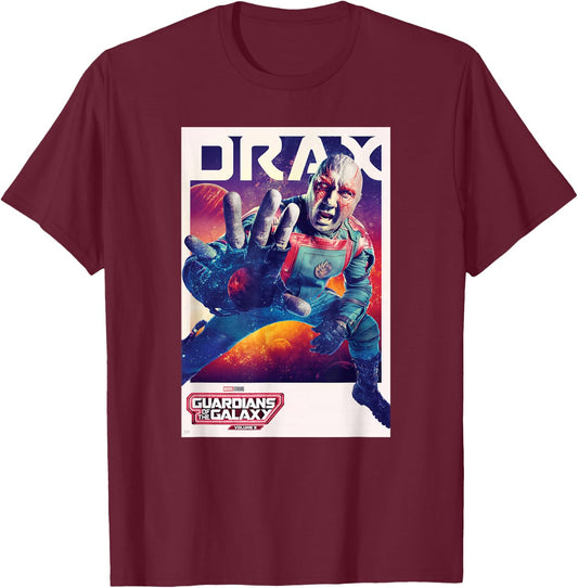 Marvel Guardians of The Galaxy Volume 3 Drax Poster T-Shirt - T-Shirt | Maroon