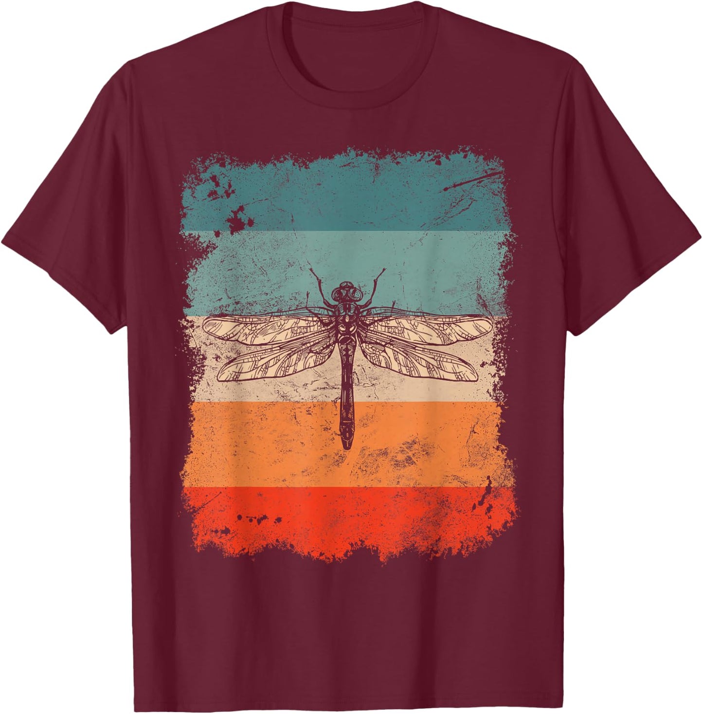 Retro Vintage Insect Dragonfly T-Shirt - T-Shirt | Maroon