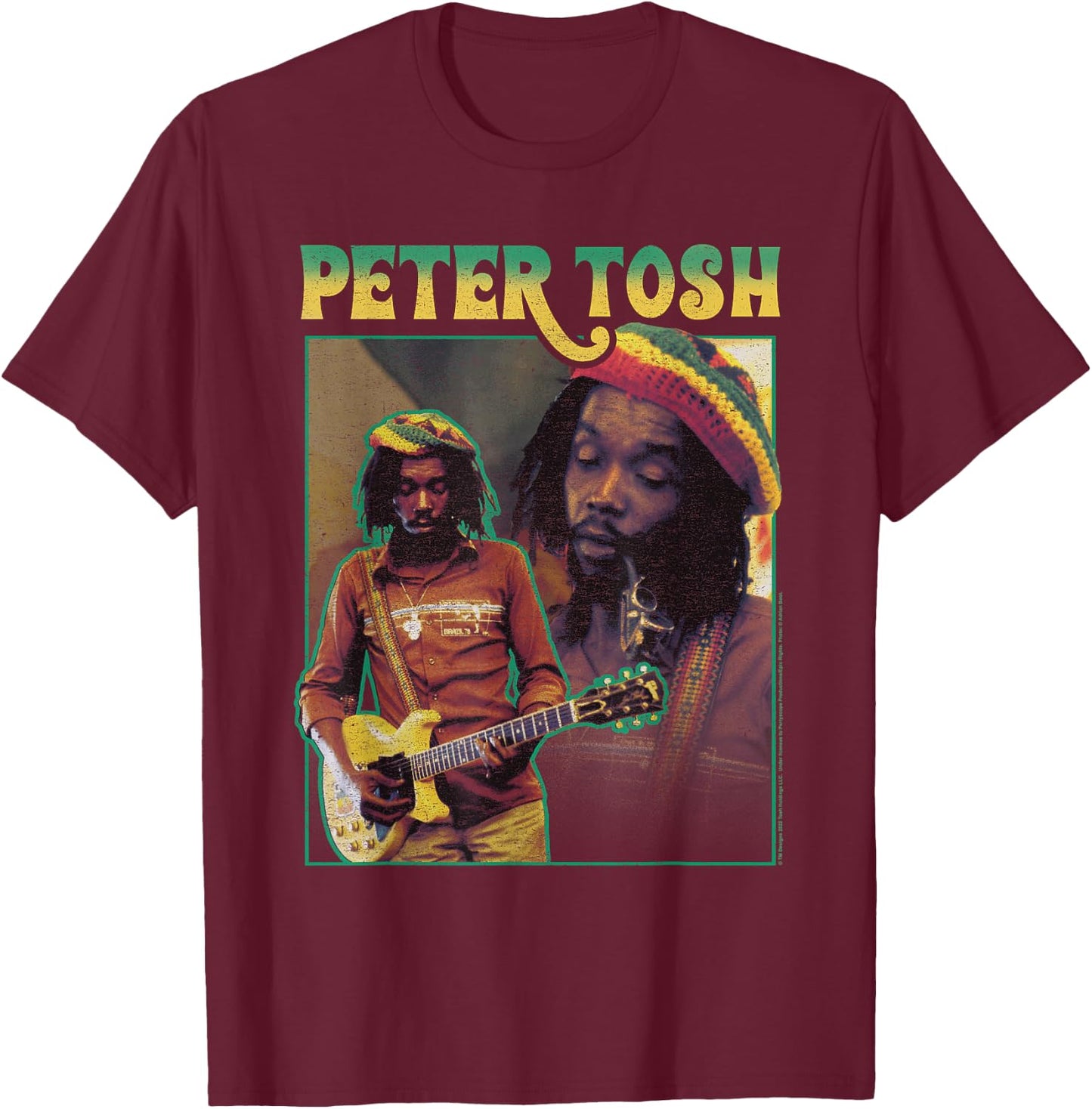 Peter Tosh Double Portrait T-Shirt - T-Shirt | Maroon