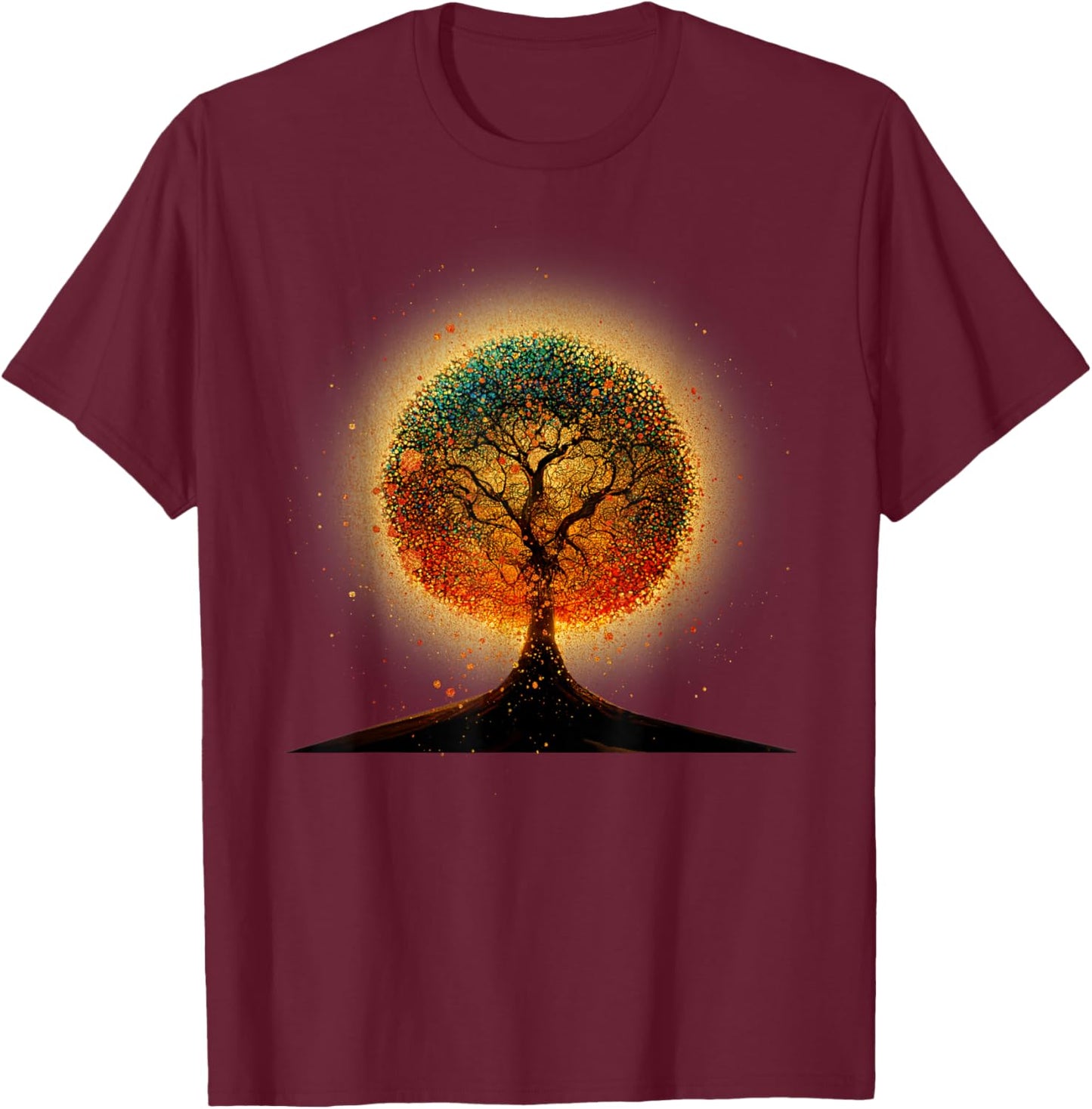 Colorful Tree Life Is Really Good Tree Art Earth Day T-Shirt - T-Shirt | Maroon