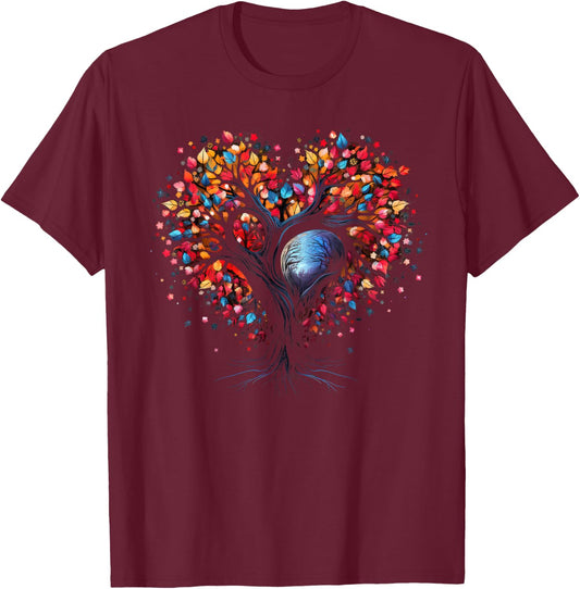 Tree of Life Heart Buddhism Yoga Meditation T-Shirt - T-Shirt | Maroon