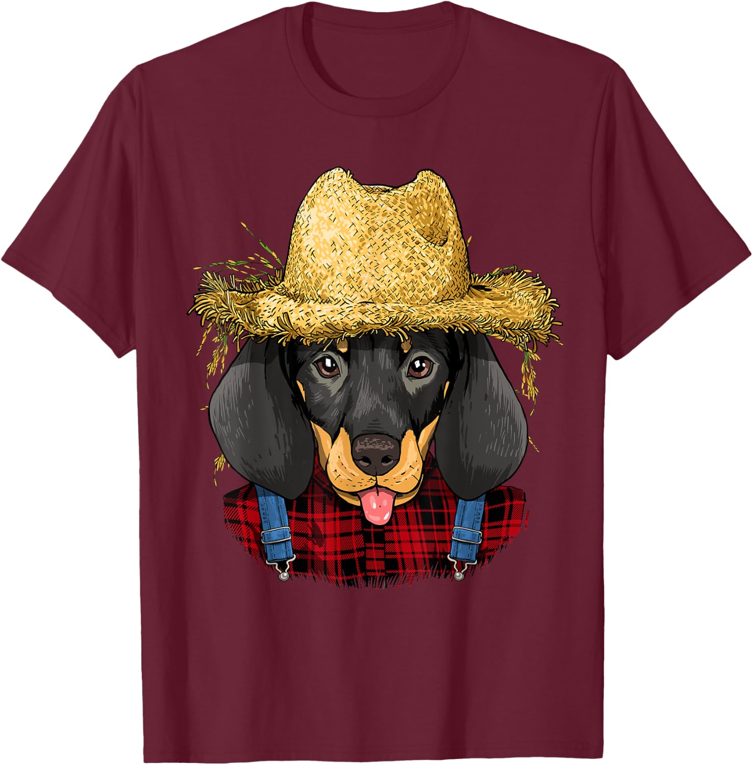 Dachshund Farmer Wiener Sausage Dog Lover Women Kids T-Shirt - T-Shirt | Maroon