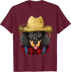 Dachshund Farmer Wiener Sausage Dog Lover Women Kids T-Shirt - T-Shirt | Maroon