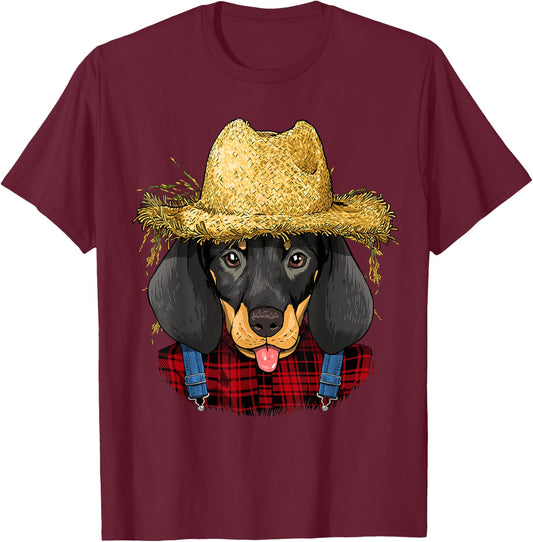 Dachshund Farmer Wiener Sausage Dog Lover Women Kids T-Shirt - T-Shirt | Maroon
