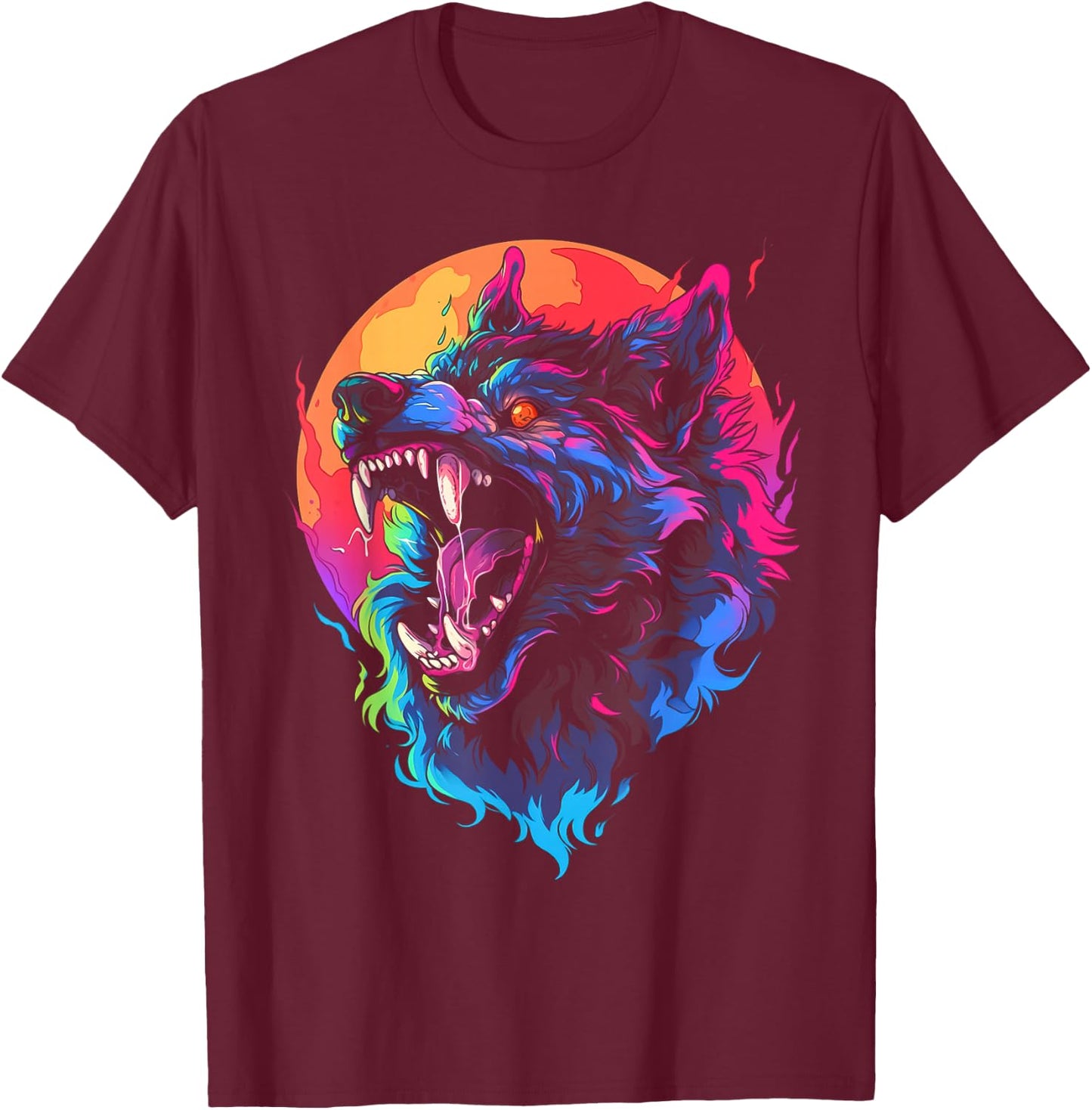 Horror Werewolf Head Halloween Mythology Wolf Shifter Lycan T-Shirt - T-Shirt | Maroon