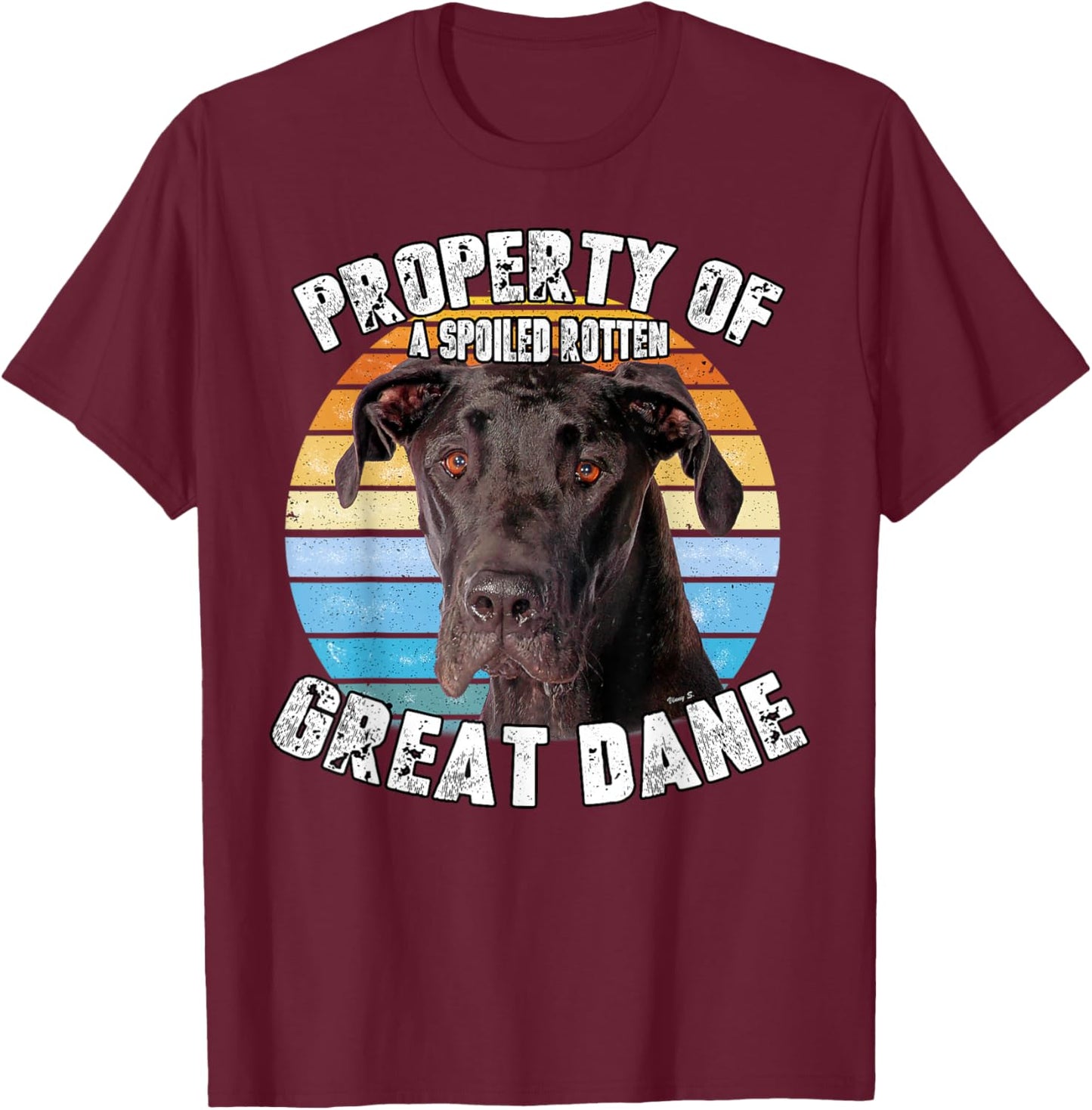 Great Dane Black Vintage Retro Property Of T-Shirt - T-Shirt | Maroon