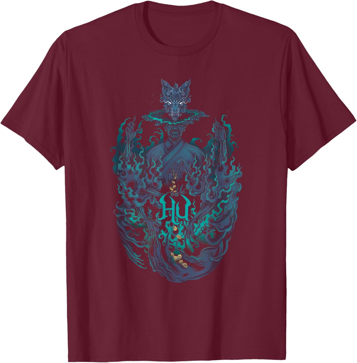 The Hu – Blue Flames T-Shirt - T-Shirt | Maroon