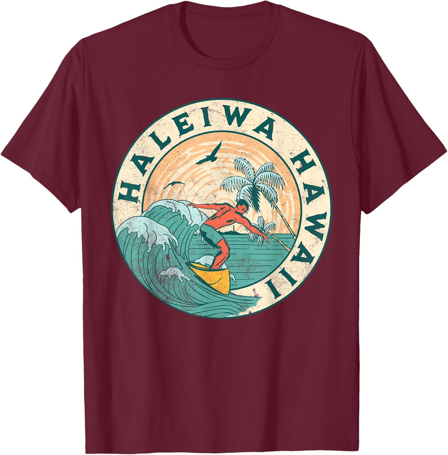 Haleiwa Hawaii T-Shirt - T-Shirt | Maroon