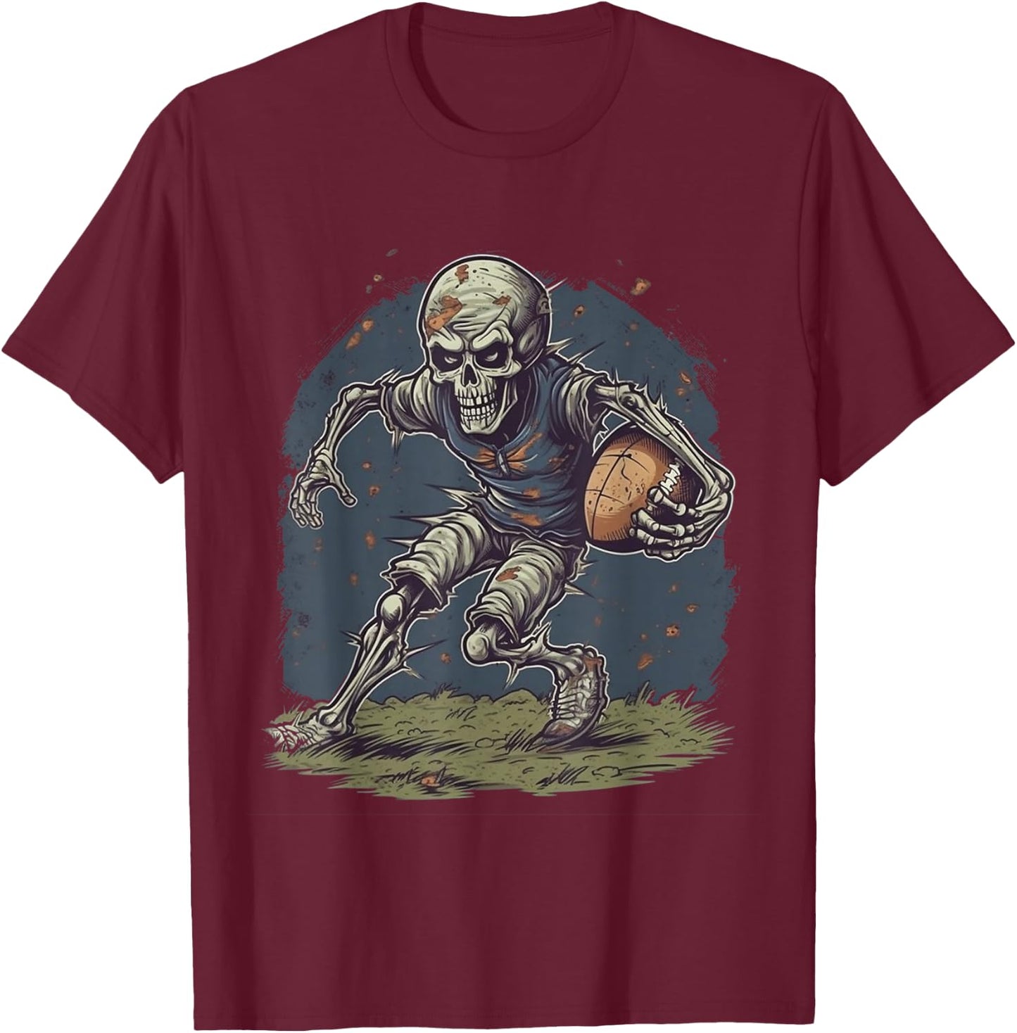 Zombie Football Player Halloween Costume Sport Men Boys T-Shirt - T-Shirt | Maroon