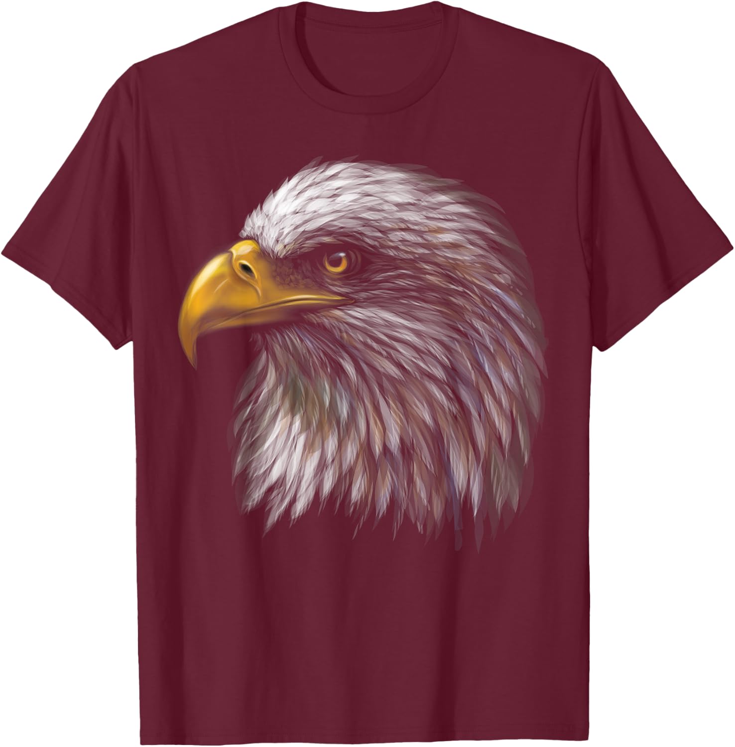 Cute Bald Eagle Head Black Art for Lovers Eagles Birds T-Shirt - T-Shirt | Maroon