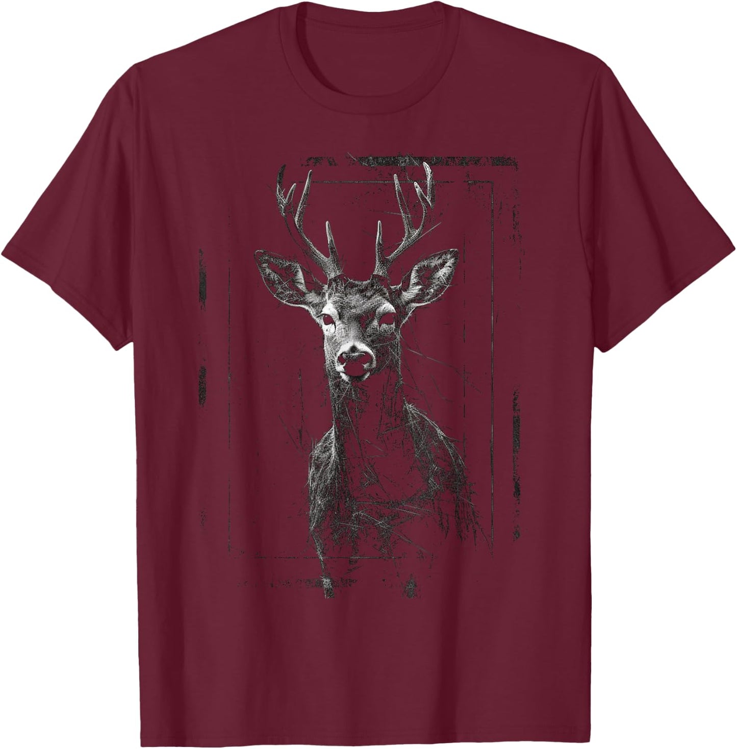 Deer Artwork Motif - Art Animal Deer T-Shirt - T-Shirt | Maroon