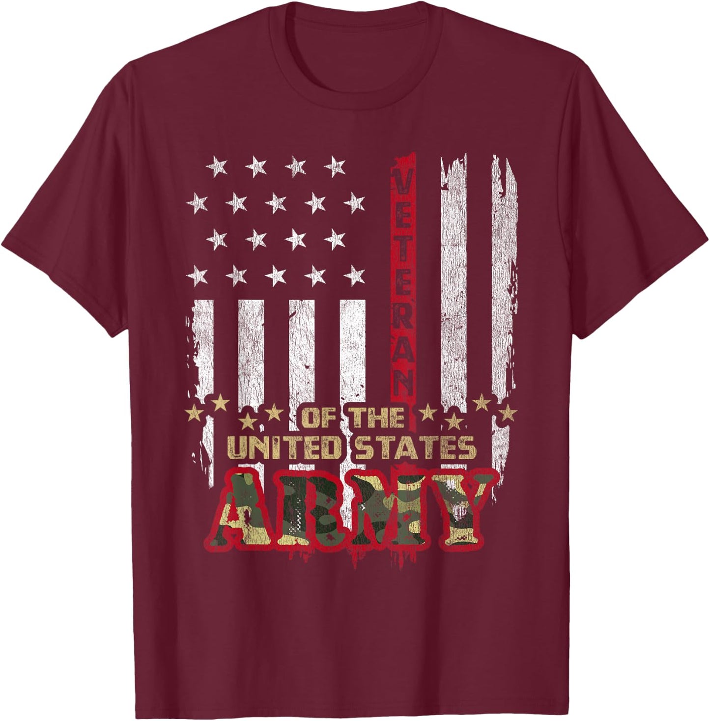 Vintage Patriotic U.S Army Veteran Red Line American Flag Girls Kids Men T-Shirt - T-Shirt | Maroon
