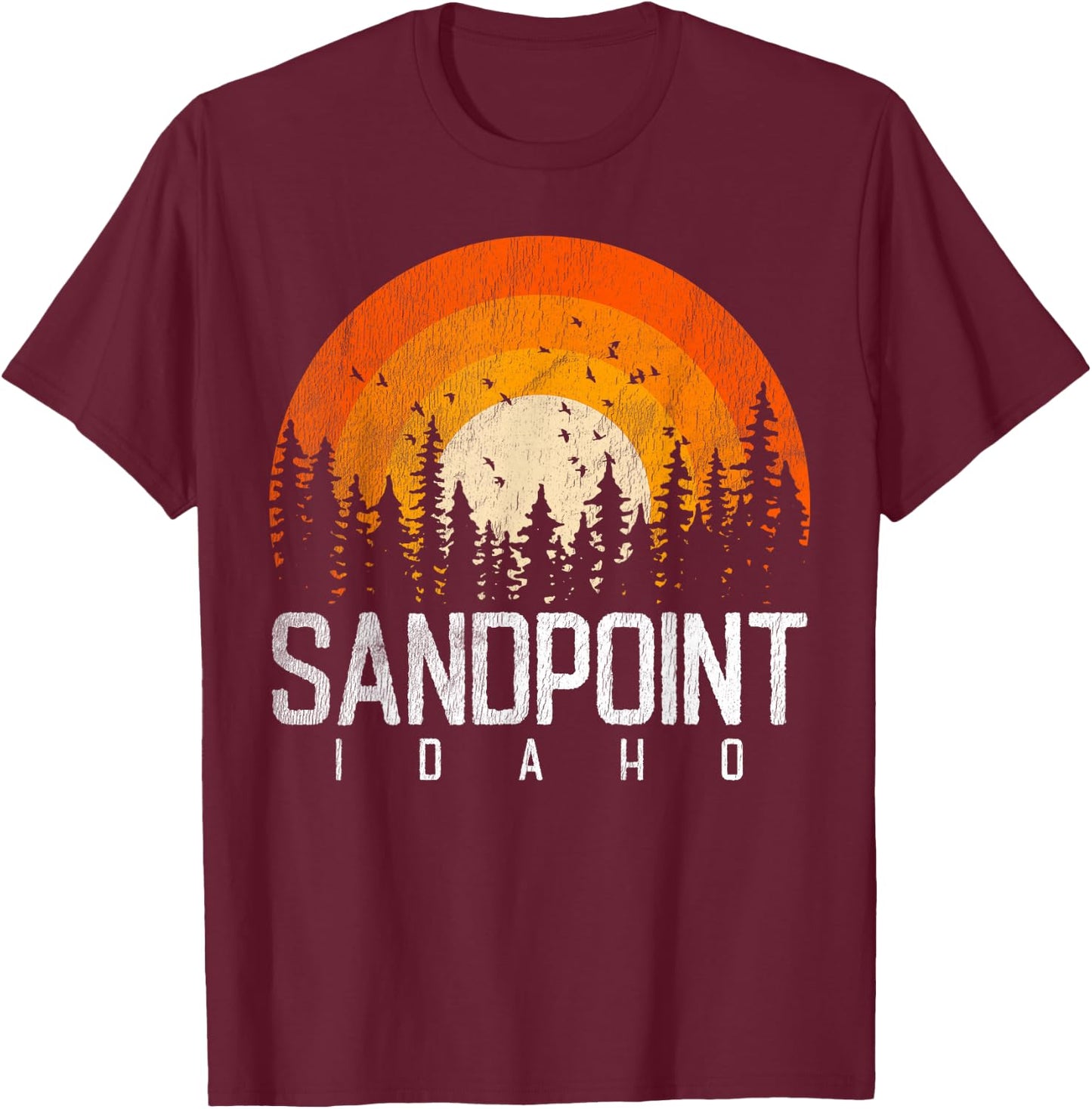 Sandpoint Idaho ID Shirt Retro Vintage 70s 80s 90s Gift T-Shirt - T-Shirt | Maroon