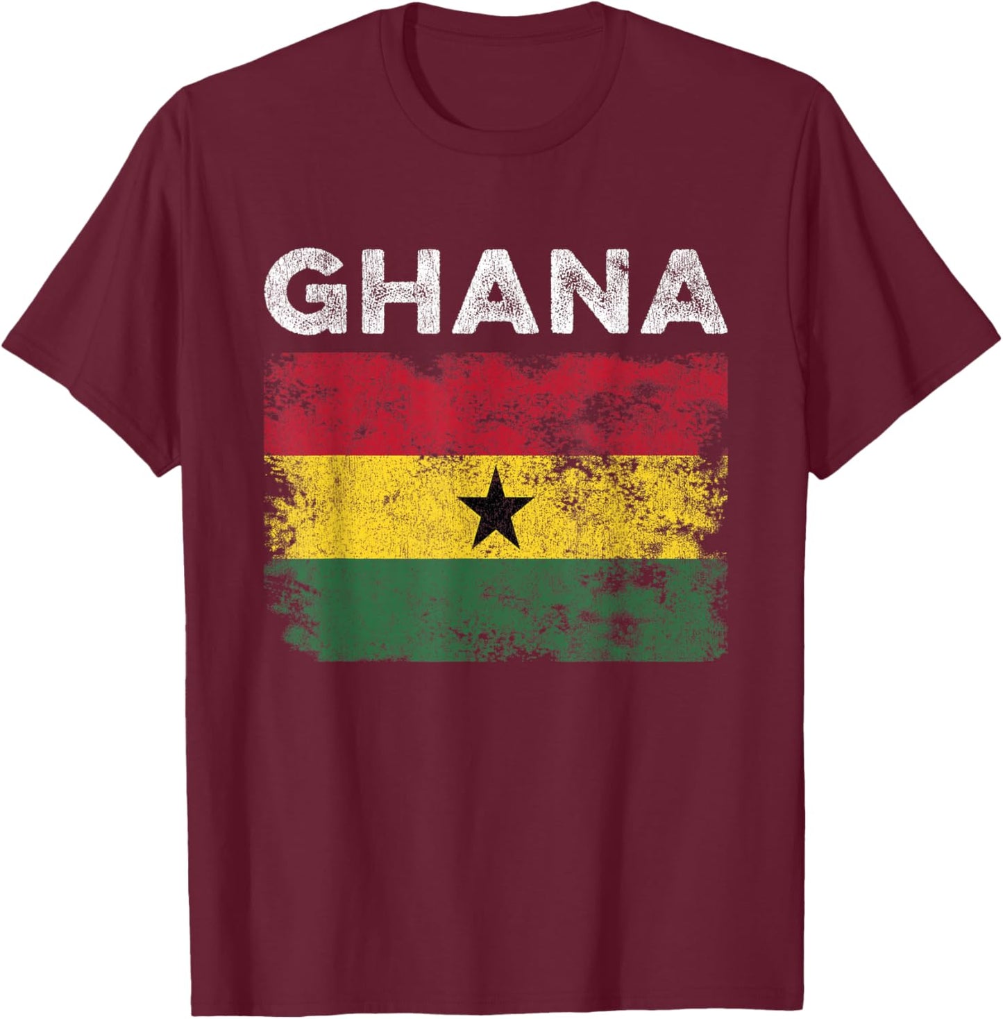 Ghana Flag Distressed - Men Women Kids - Ghanaian Flag T-Shirt - T-Shirt | Maroon