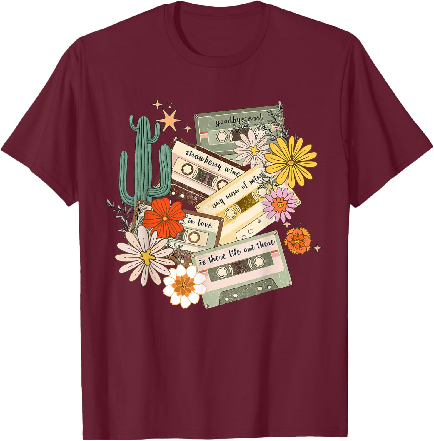 90s Country Music, Southern Farm, Old Mixtape Cassette Music T-Shirt - T-Shirt | Maroon