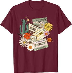 90s Country Music, Southern Farm, Old Mixtape Cassette Music T-Shirt - T-Shirt | Maroon