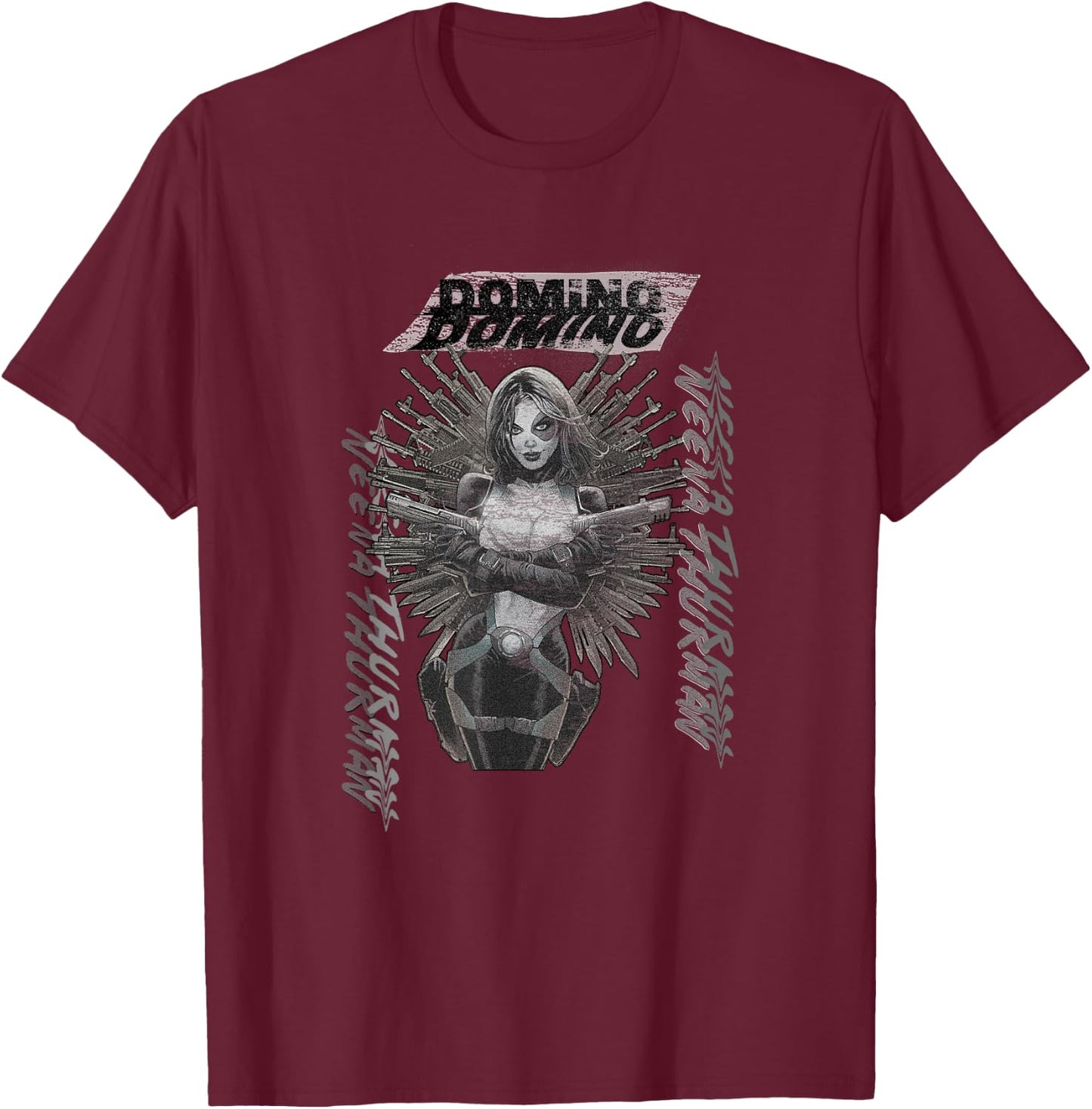 Marvel X-Men Neena Thurman AKA Domino Vintage Shot T-Shirt - T-Shirt | Maroon