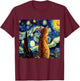 Calico Cat Starry Night Moon And Stars Art Men Women Girls Kids T-Shirt - T-Shirt | Maroon